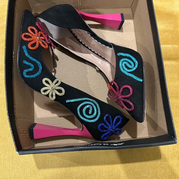 Betsey Johnson Black Heels with Multicolor Embellishments - Picture 6 of 8
